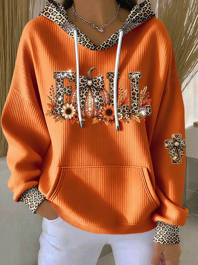 Women'S Fall Printed Hooded Sweatshirt