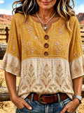 Ladies' Western Style Cotton Linen Casual Top