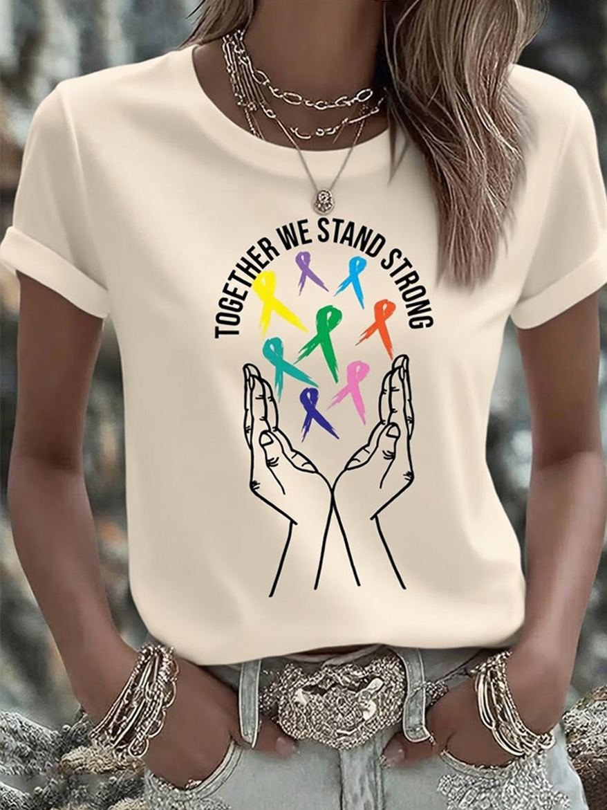 Women'S Breast Cancer Awareness Print Short-Sleeve T-Shirt