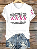 Pink Series Disease Health Awareness Public Welfare Printed Round Neck T-Shirt