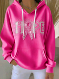 Women'S Breast Cancer Awareness Hope  Printed Casual Hoodie