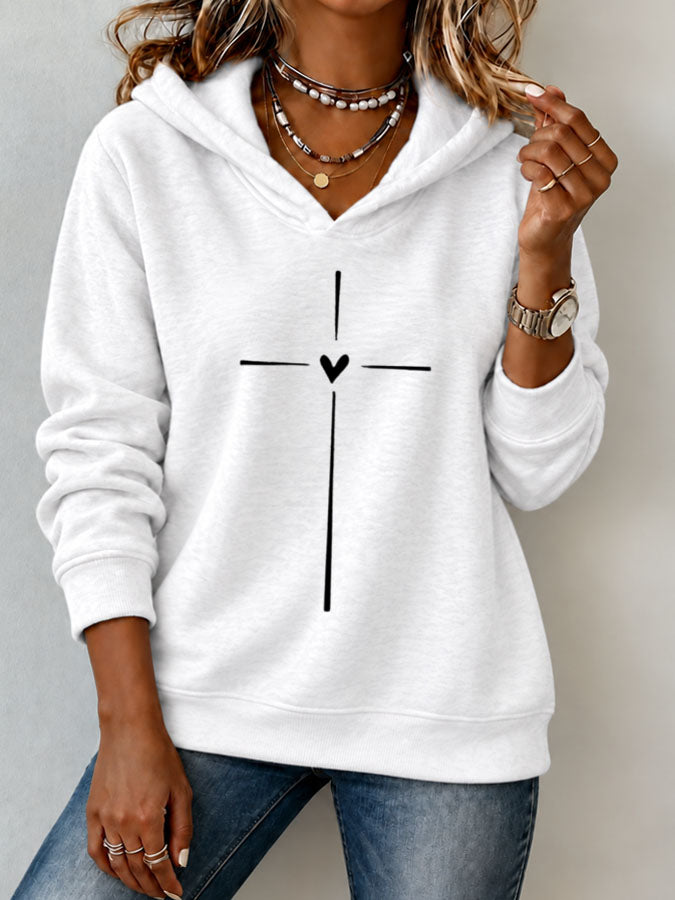 Women'S Cross Printed Hoodie