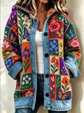 Women's Patchwork Art Knitted Cardigan