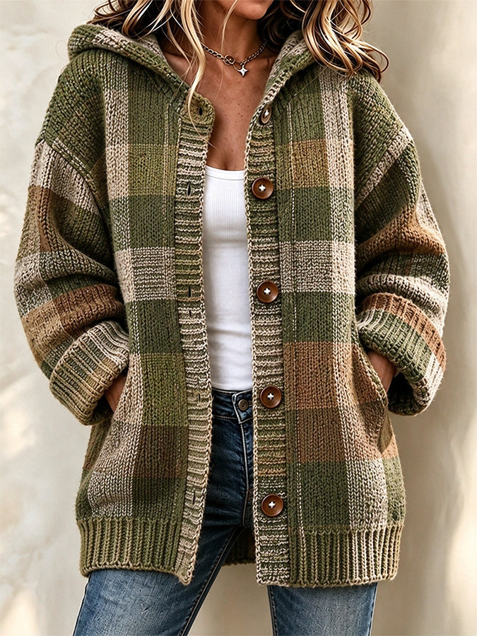 Women'S Autumn Vintage Plaid Printed Casual Cardigan