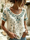 Women's Retro Floral Pattern Casual T-shirt