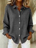 Women'S Casual Retro Autumn And Winter Houndstooth Shirt