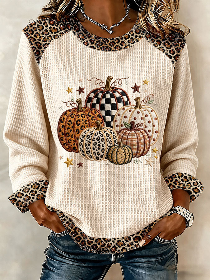 Women'S Pumpkin Printed Casual Long Sleeve Top