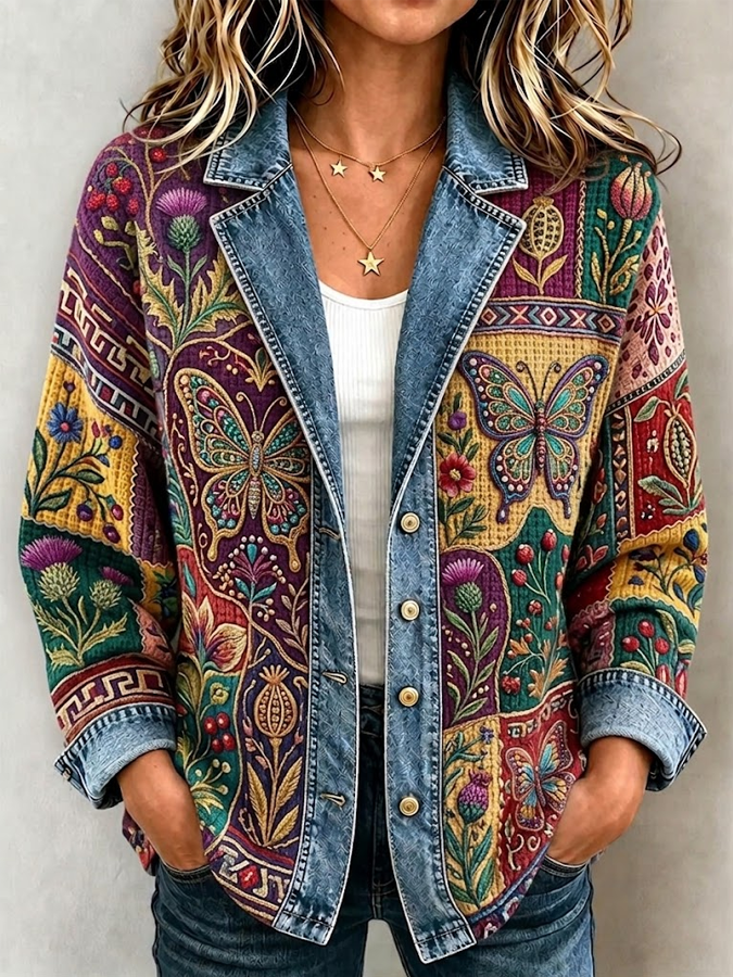 Women's Patchwork Art Knitted Cardigan