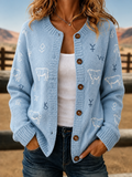 Women's Western Printed Knitted Cardigan