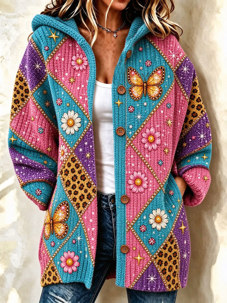 Women'S Butterfly Pattern Casual Sweater Long Cardigan
