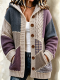 Women's Retro Checkered Knitted Cardigan