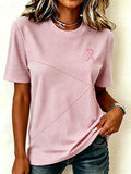 Disease Awareness Ribbon Stripe Print Women's Casual T-Shirt