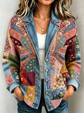 Ladies' Butterfly Pattern Splicing Effect Coat