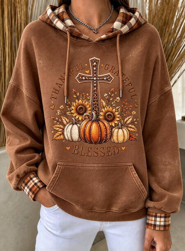 Women'S Autumn Faith Art Printed Hoodie