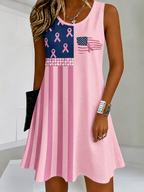 Women'S Flag Breast Cancer Awareness Print Dress