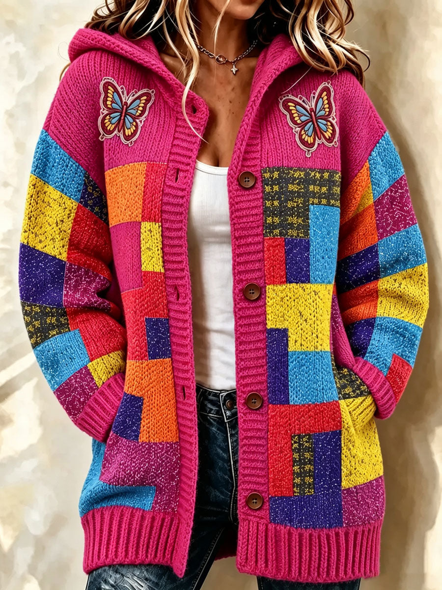 Women'S Butterfly Pattern Casual Sweater Long Cardigan