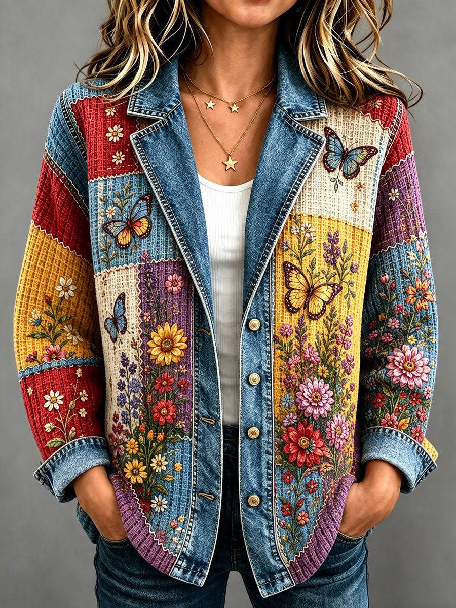 Women's Patchwork Art Knitted Cardigan