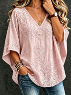 Women'S Cotton And Linen Floral Casual Vacation Top