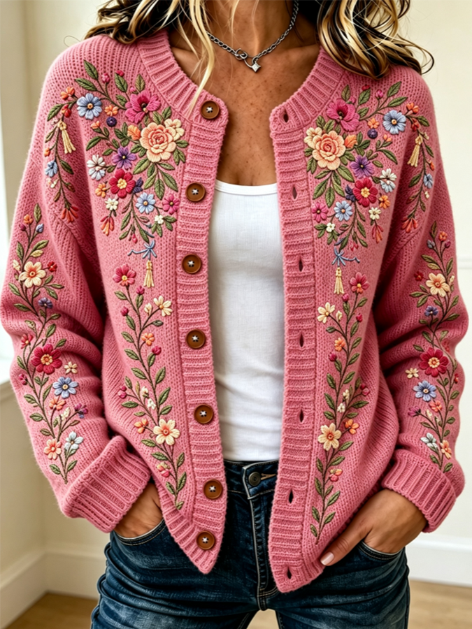 Women'S Casual Floral Cardigan Top