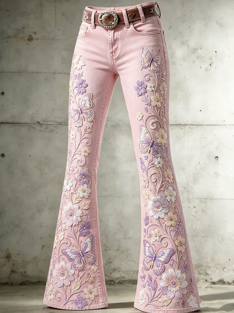 Women's Floral Pattern Jeans