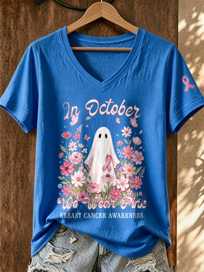 Women's Breast Cancer Print T-shirt