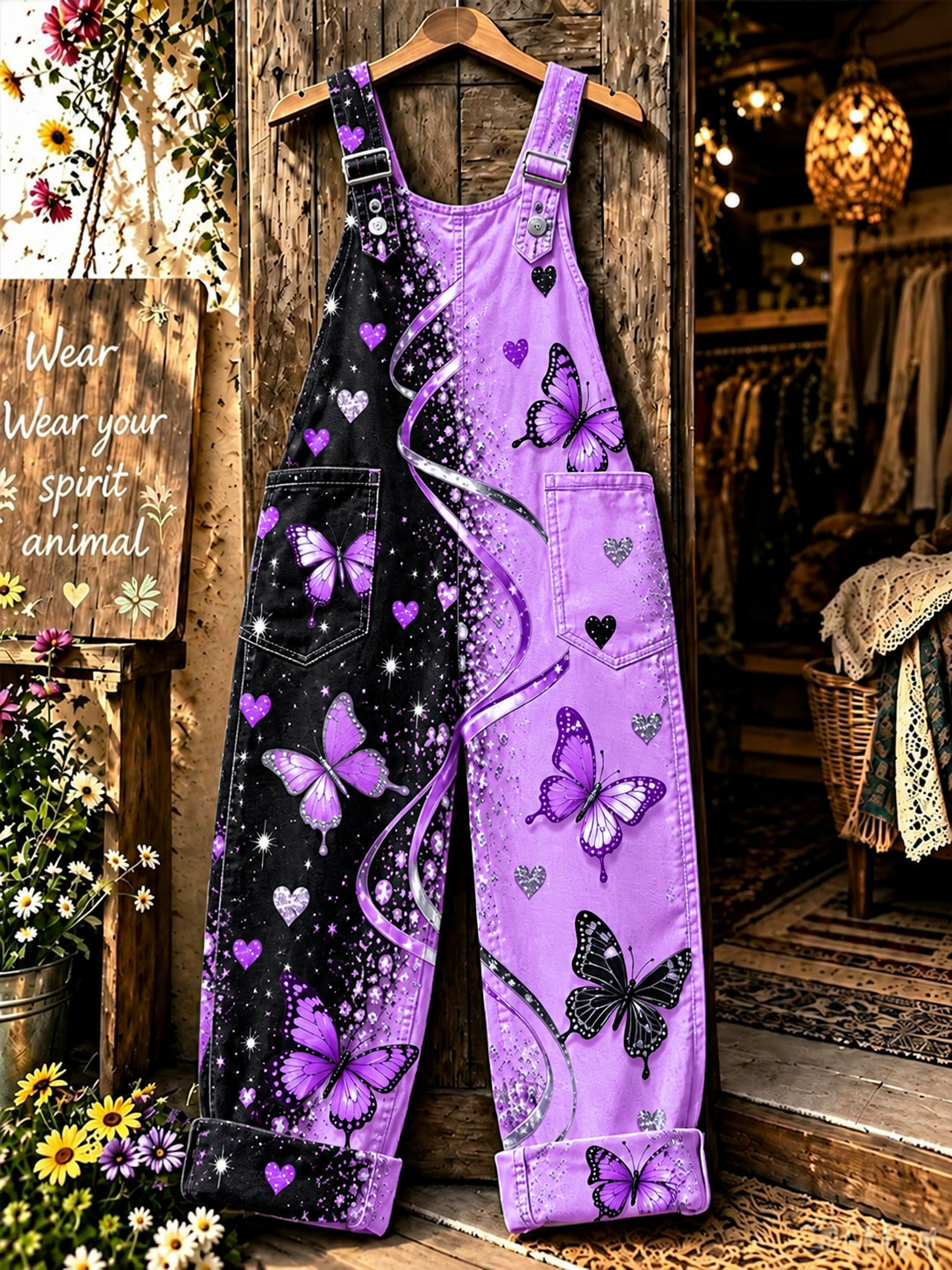 Women's Retro Breast Cancer Awareness Print Overalls