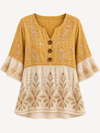 Ladies' Western Style Cotton Linen Casual Top