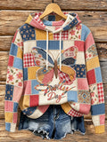 Women's Patchwork Art knitted hooded