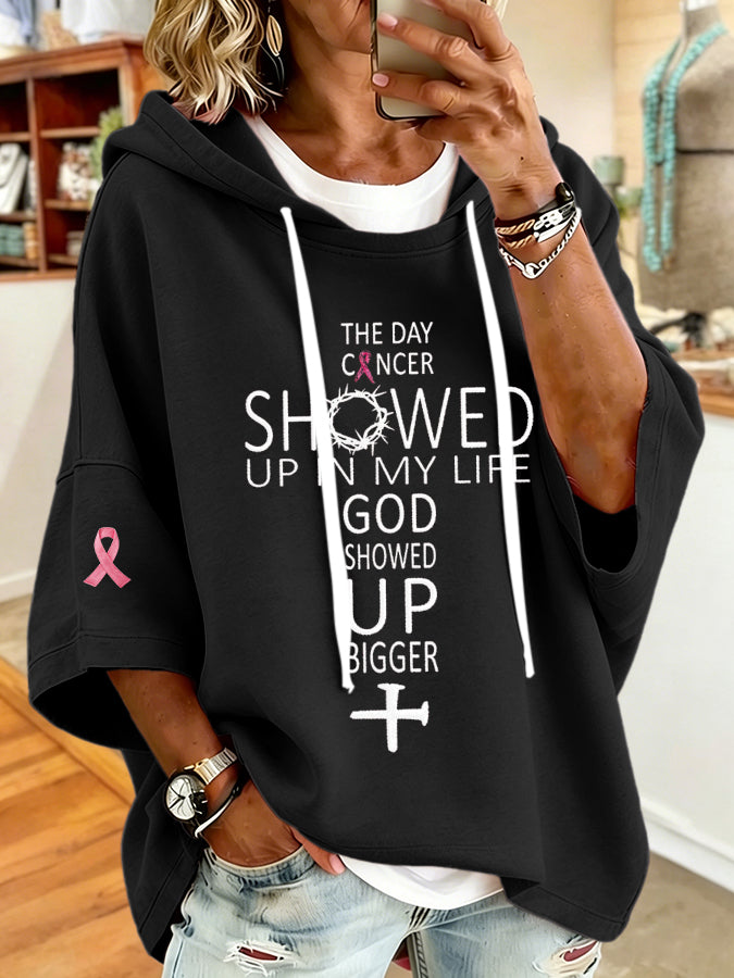Women's Breast Cancer Faith Print Hoodie