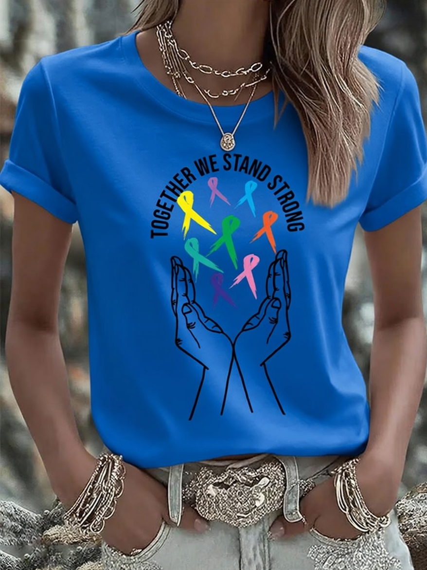 Women'S Breast Cancer Awareness Print Short-Sleeve T-Shirt