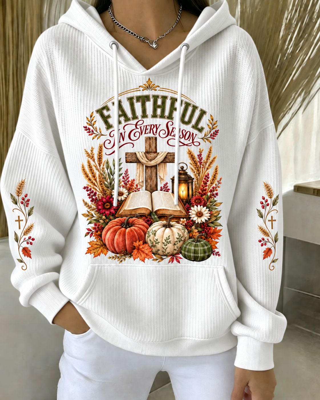 Women'S Autumn Faith Printed Hooded Sweatshirt