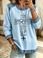 Women'S Breast Cancer Faith Print Casual Waffle Top