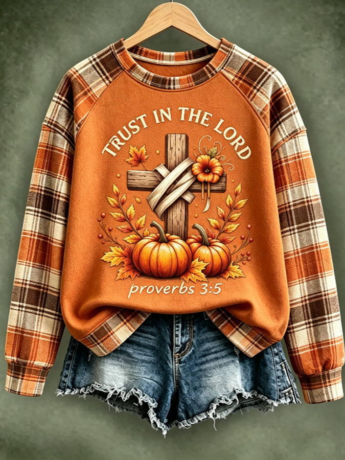 Women'S Casual Pumpkin Print Autumn Top