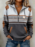Women'S Casual Loose Printed Hooded Sweatshirt