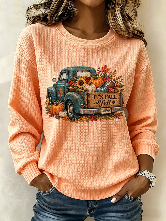Women'S Autumn Football Fan Square Long Sleeved Round Neck Sports Shirt