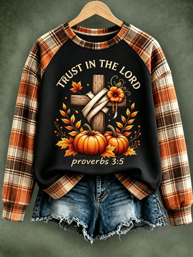 Women'S Casual Pumpkin Print Autumn Top