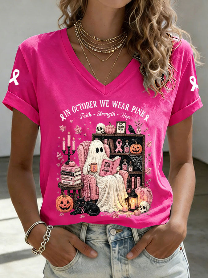 Women'S In October We Wear Pink Print T-Shirt