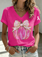 Women's Pink pumpkin Print T-shirt