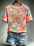 Women's Butterfly Pattern Printed Casual T-shirt