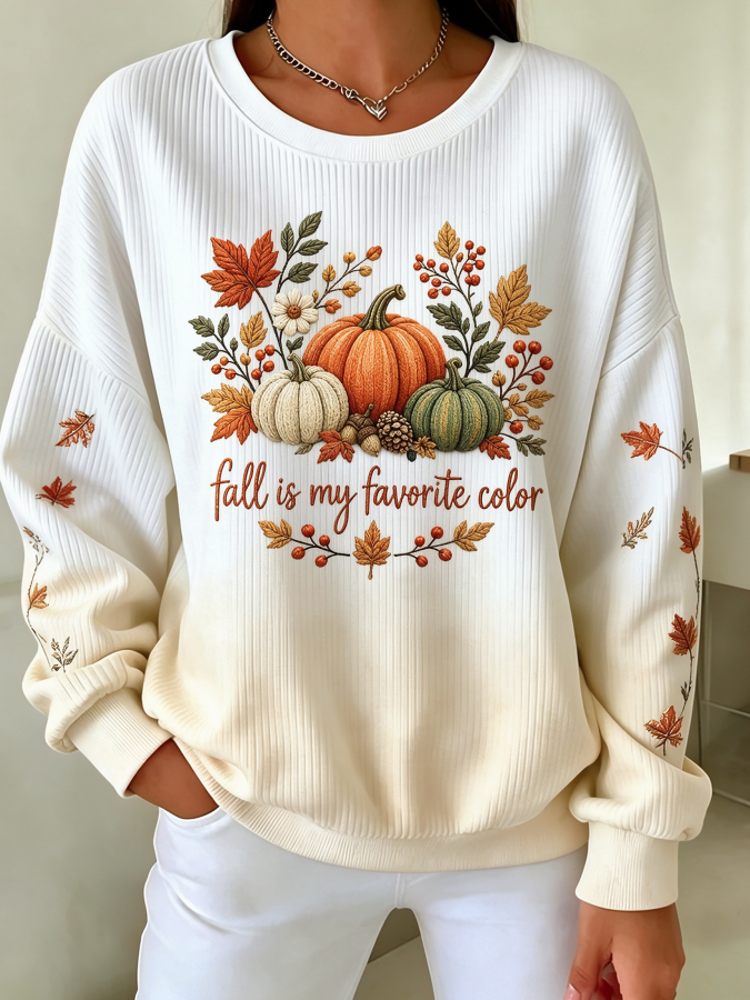 Women Pumpkin Pattern Short Sleeve Tee T-Shirt Crew Neck Vintage Summer Long Sleeve Sweatshirt