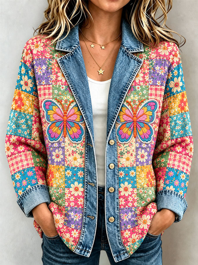 Women'S Butterfly Design Pattern Printing Design Cardigan