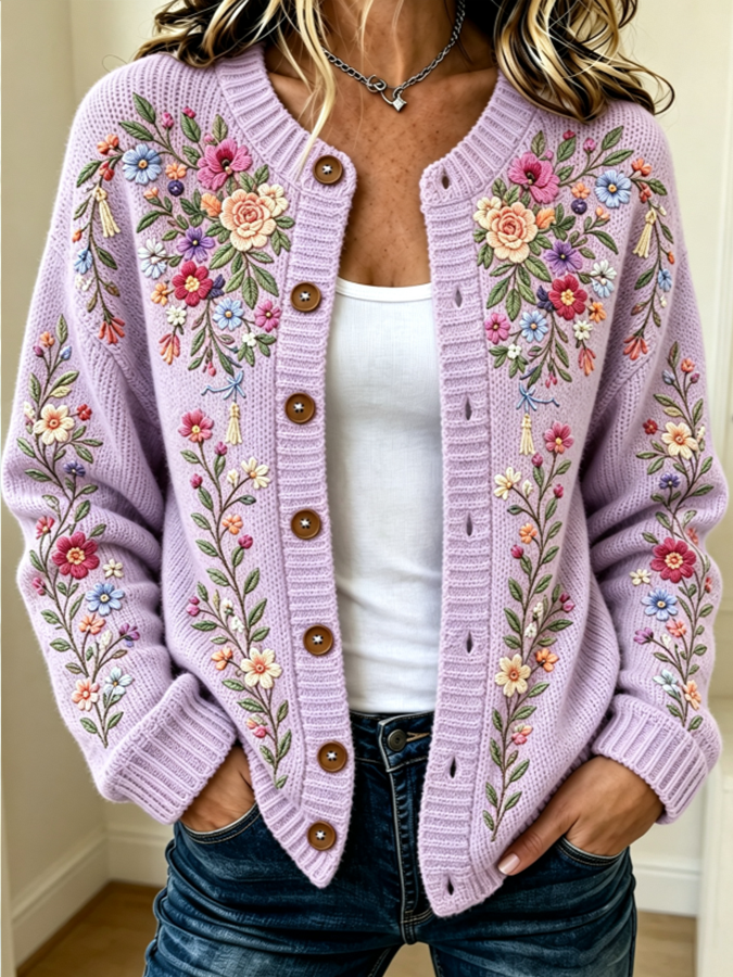Women'S Casual Floral Cardigan Top