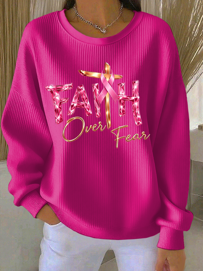 Women'S Faith Over Fear  Print Casual Texture Sportswear
