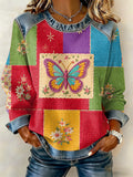Women's Butterfly Design Art Printed Casual Sweatshirt