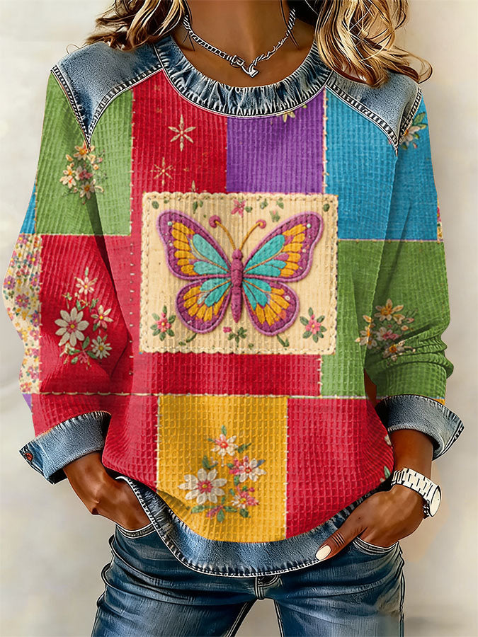 Women's Butterfly Design Art Printed Casual Sweatshirt