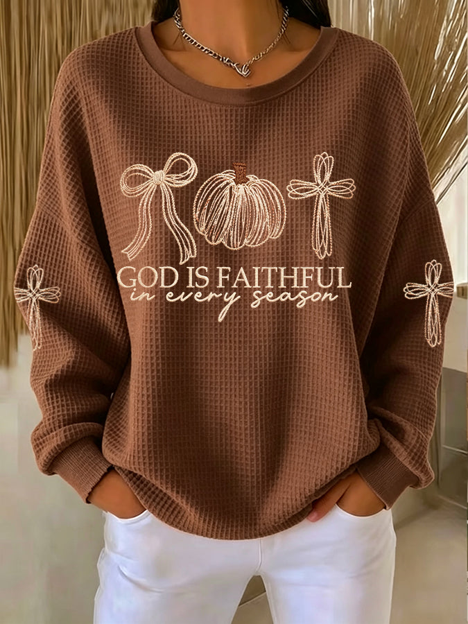 Women'S GOD IS FAITHFUL In Every Season Waffle Sweatshirt