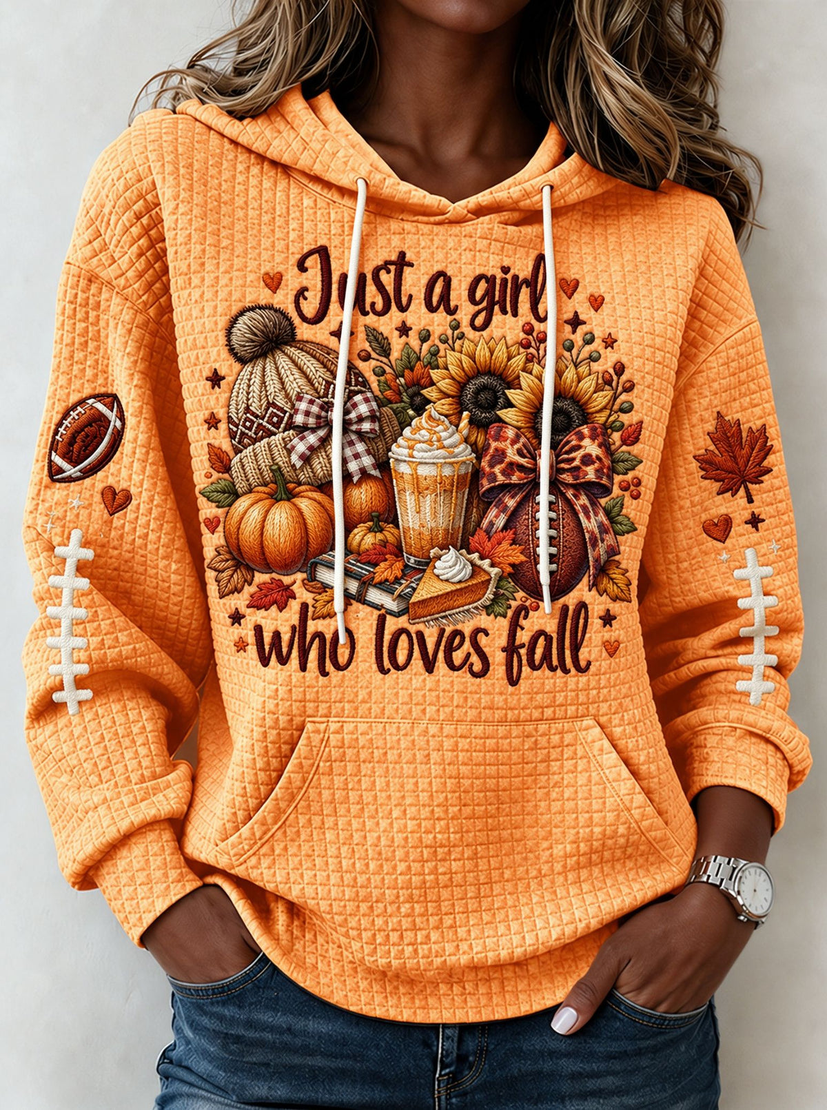 Women'S Just A Girl Who Loves Fall Football Hoodie