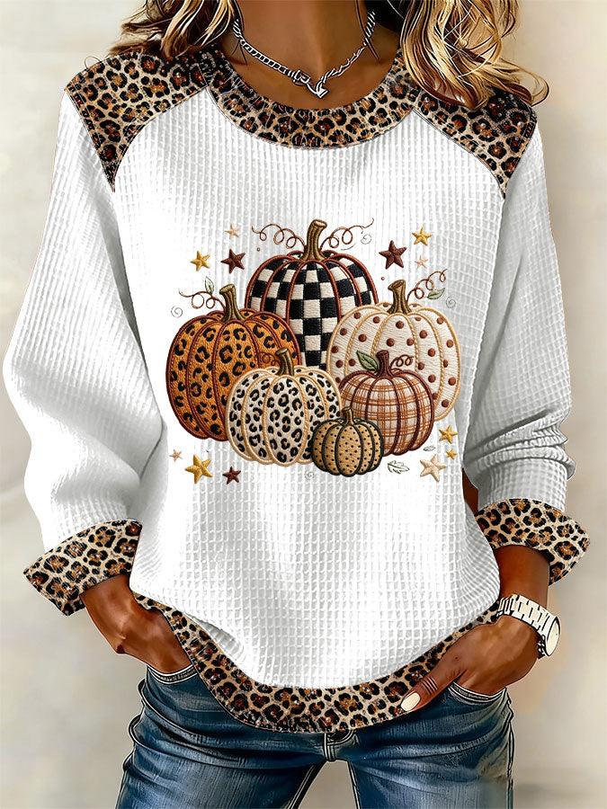 Women'S Pumpkin Printed Casual Long Sleeve Top