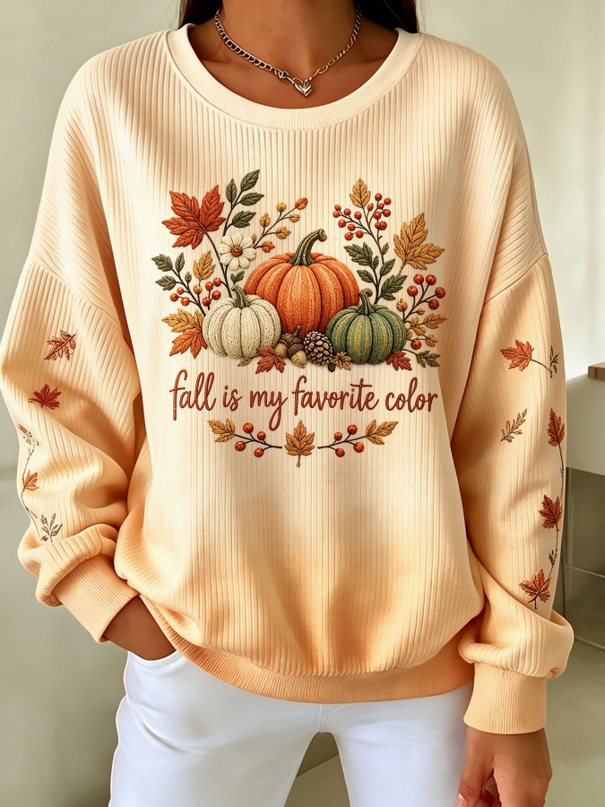 Women Pumpkin Pattern Short Sleeve Tee T-Shirt Crew Neck Vintage Summer Long Sleeve Sweatshirt