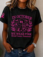Women's In October We Wear Pink Printed Casual T-Shirt